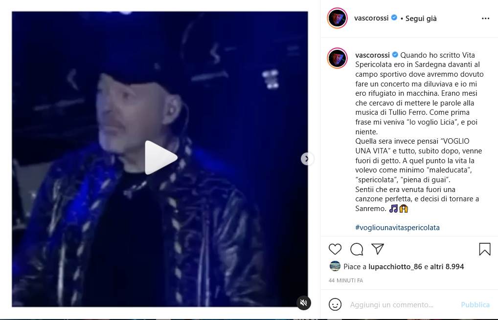 Instagram Vasco Rossi