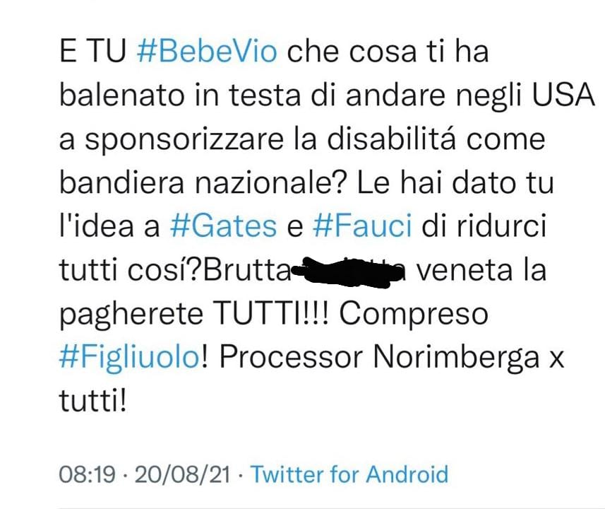 Ancora una volta parole pesanti contro l'atleta azzurra