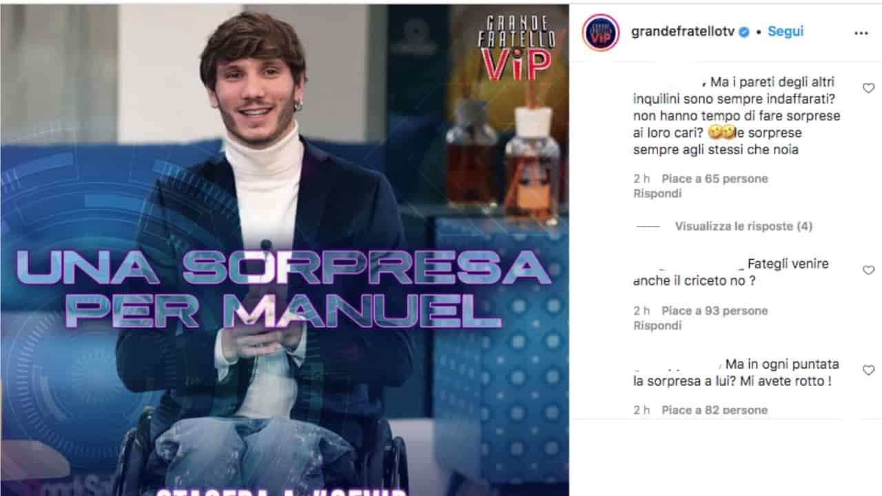 Post instagram pagina ufficiale del GF Vip (fonte: screen instagram)