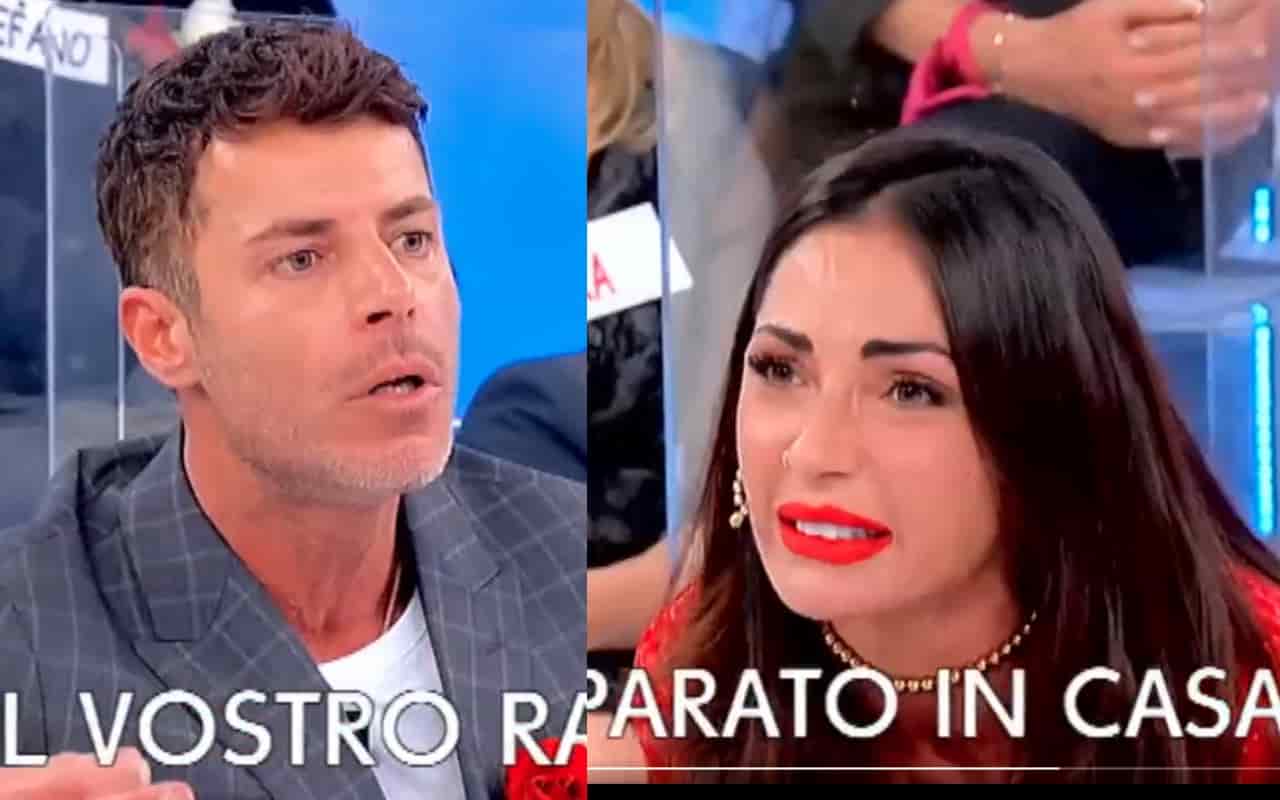 Diego a sinistra e Ida a destra durante lo scontro a Uomini e Donne (fonte: screen video Twitter)