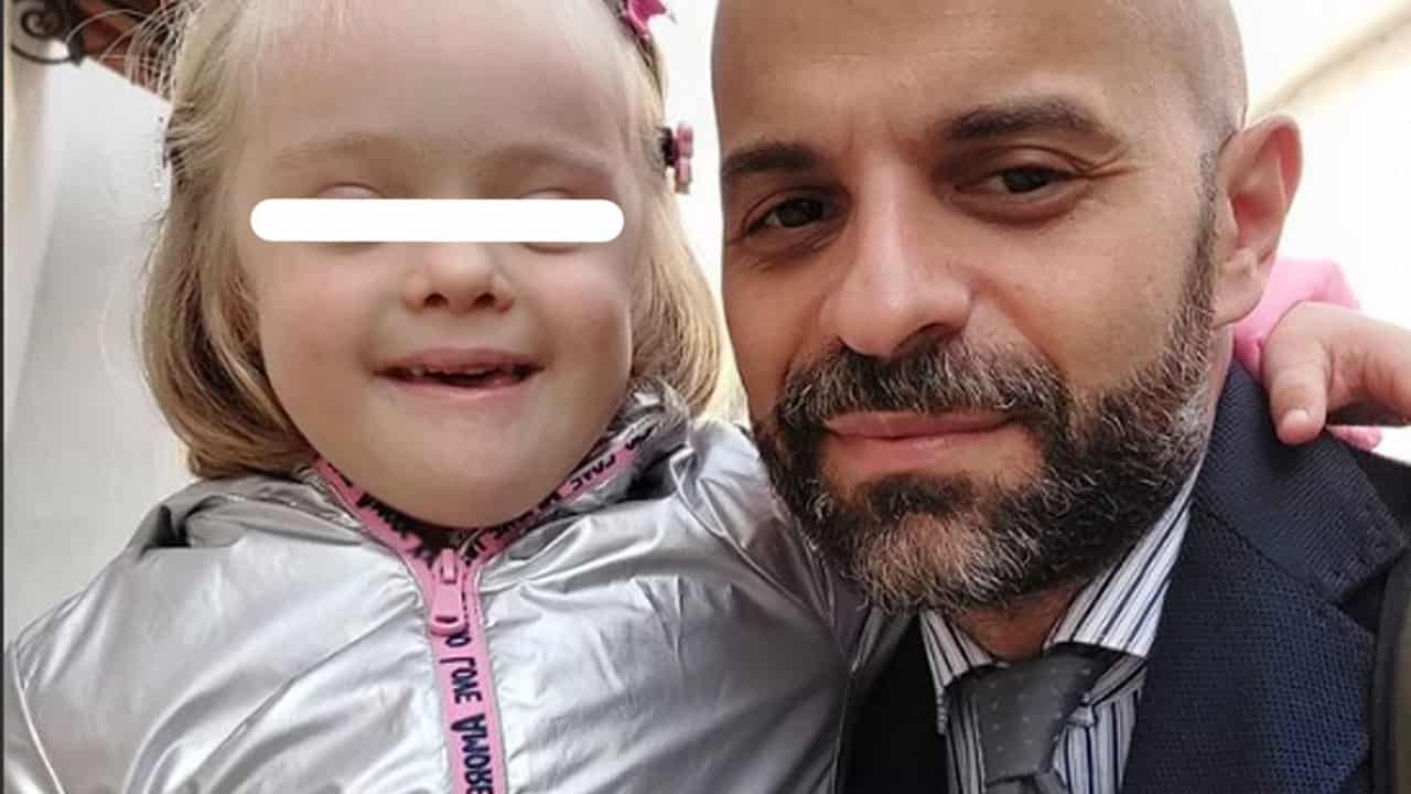 Luca Trapanese a destra e sua figlia Alba a sinistra (fonte: instagram)