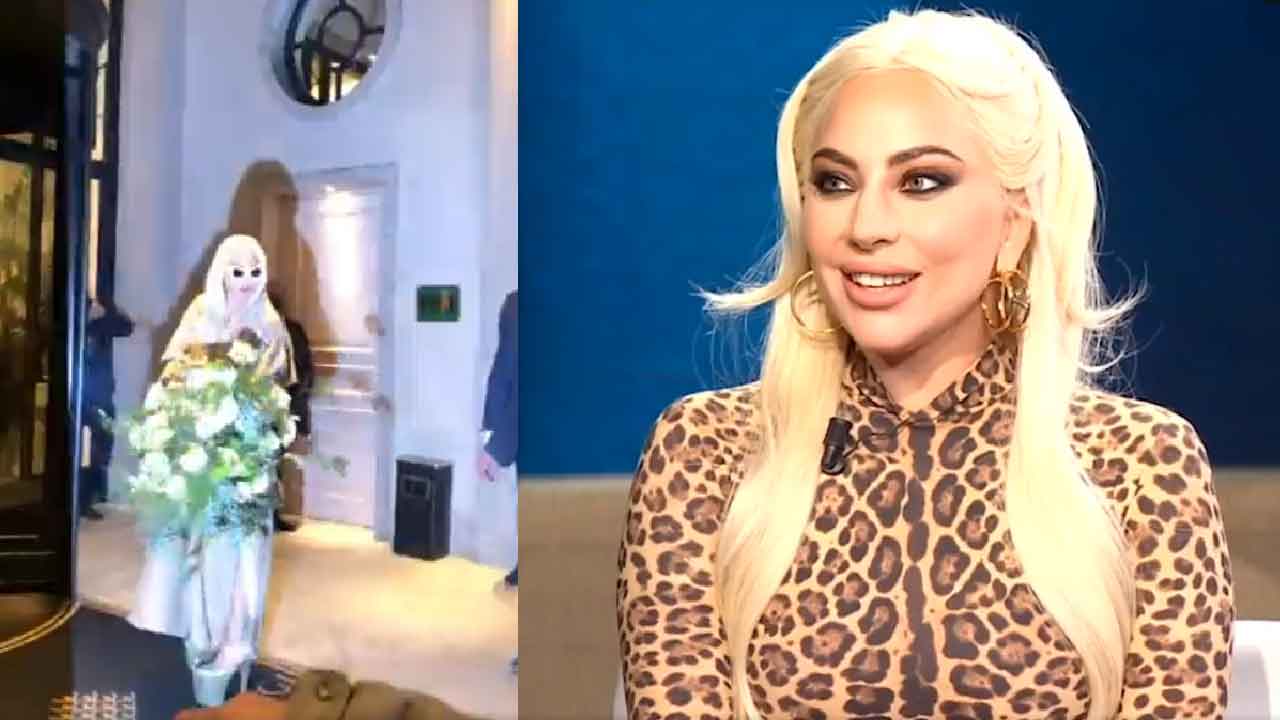 Lady Gaga, la gaffe con Fabio Fazio e il mazzo di fiori gettato per terra (Screenshot)