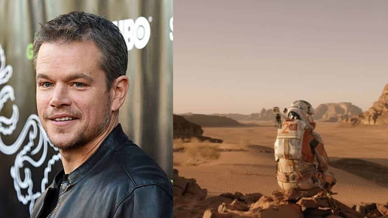 L'astronauta Mark Watney, interpretato da Matt Damon (a sinistra), nel film "Sopravvisuto - The martian" (fonte: gettyimages)