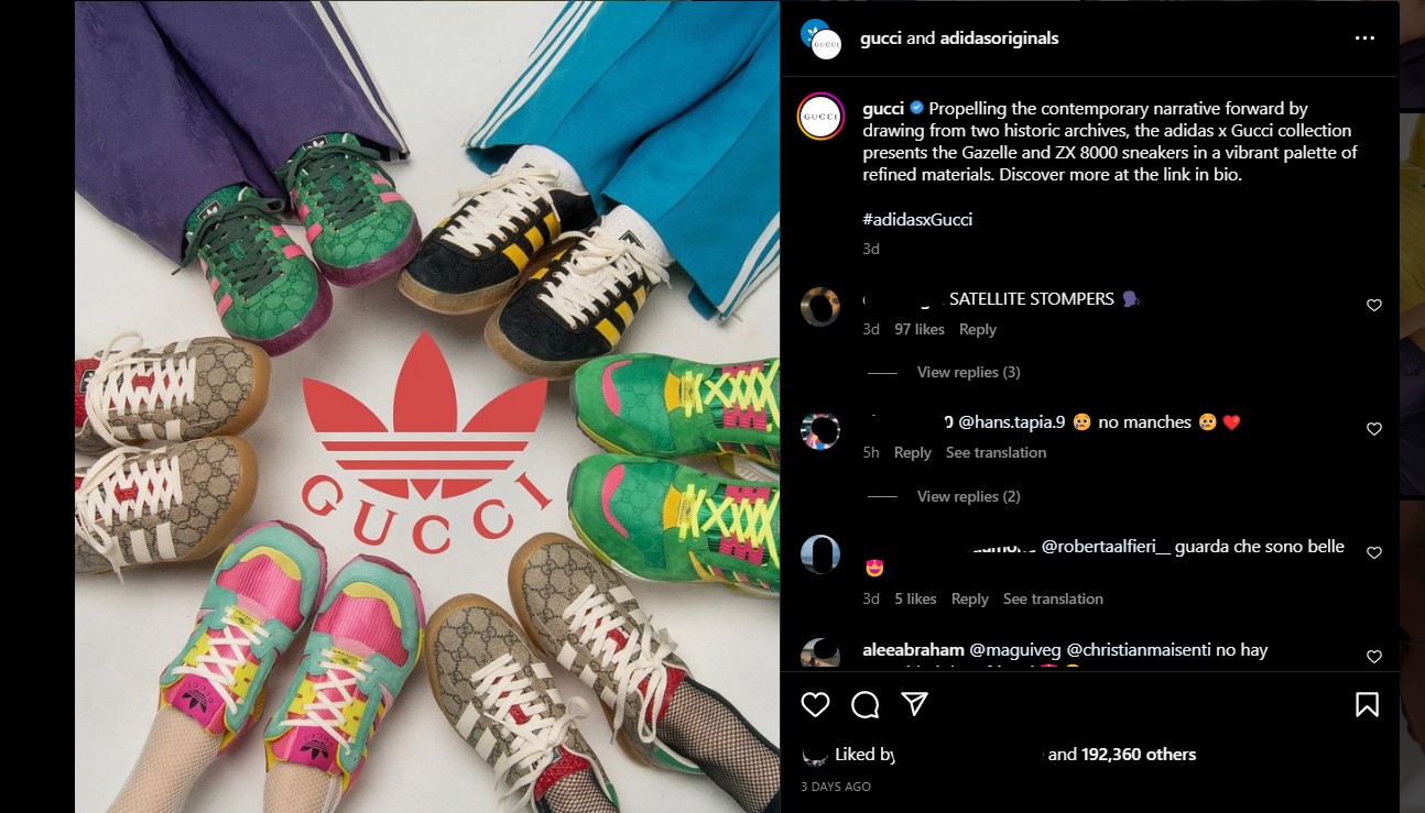 Adidas X Gucci, le scarpe prodotte